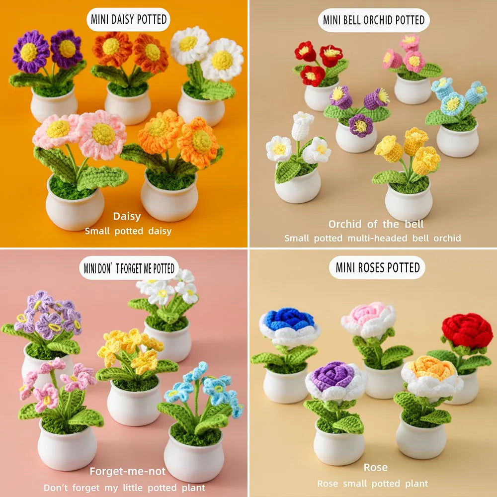 Flores de ganchillo de girasol y tulipán tejidas a mano | Encantadora decoración para el hogar