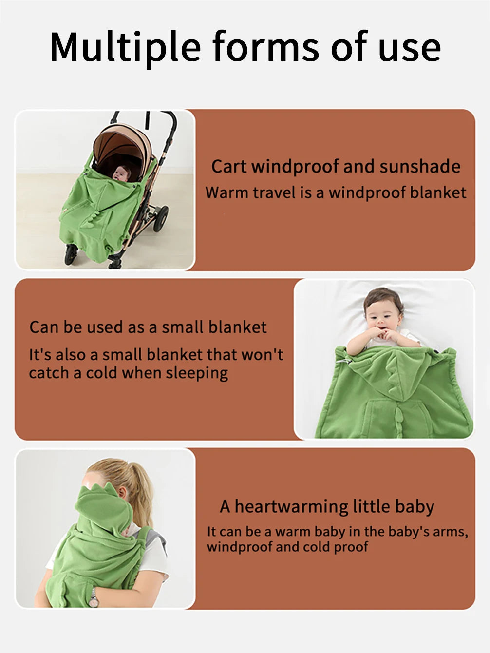 1Pc Infant Carrier Waist Stool Windshield Quilt, Suitable for Various Occasions, Pure Color Dinosaur Cloak, Super Soft and Comfortable Baby Windshield Blanket, Multifunctional Front Hug Windproof Cloak Stroller Blanket, Perfe