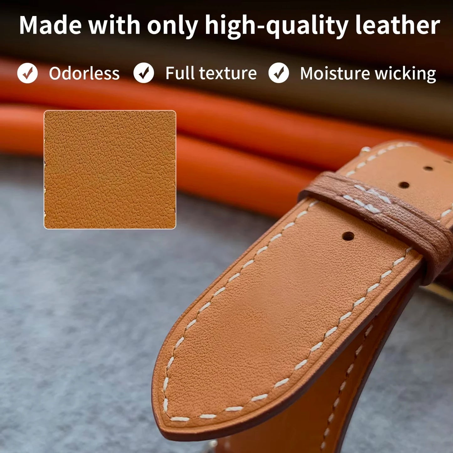 High Quality Genuine Leather Watch Band | Deployment Buckle Strap