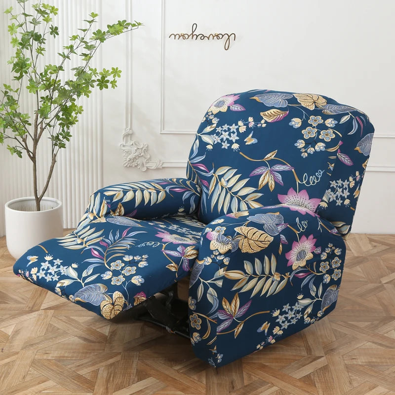 Printed Recliner Cover with Pockets | 4-Piece Furniture Protector