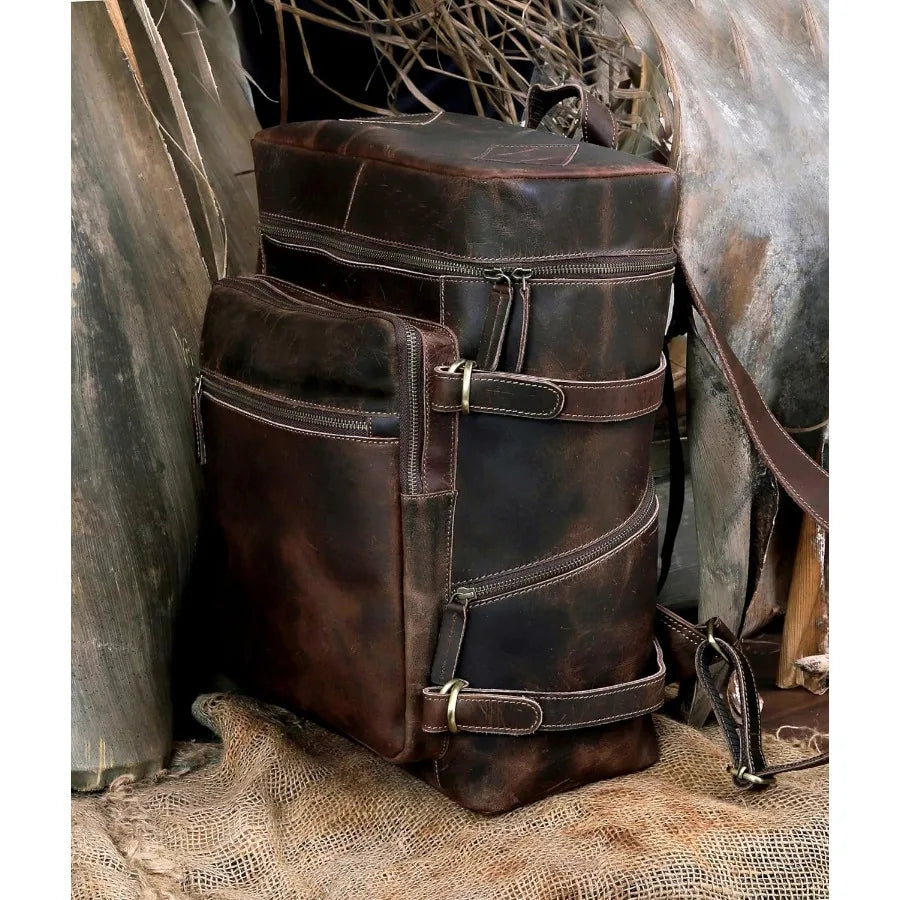 Mochila de Cuero de Gran Capacidad | Elegante Mochila Retro de Negocios