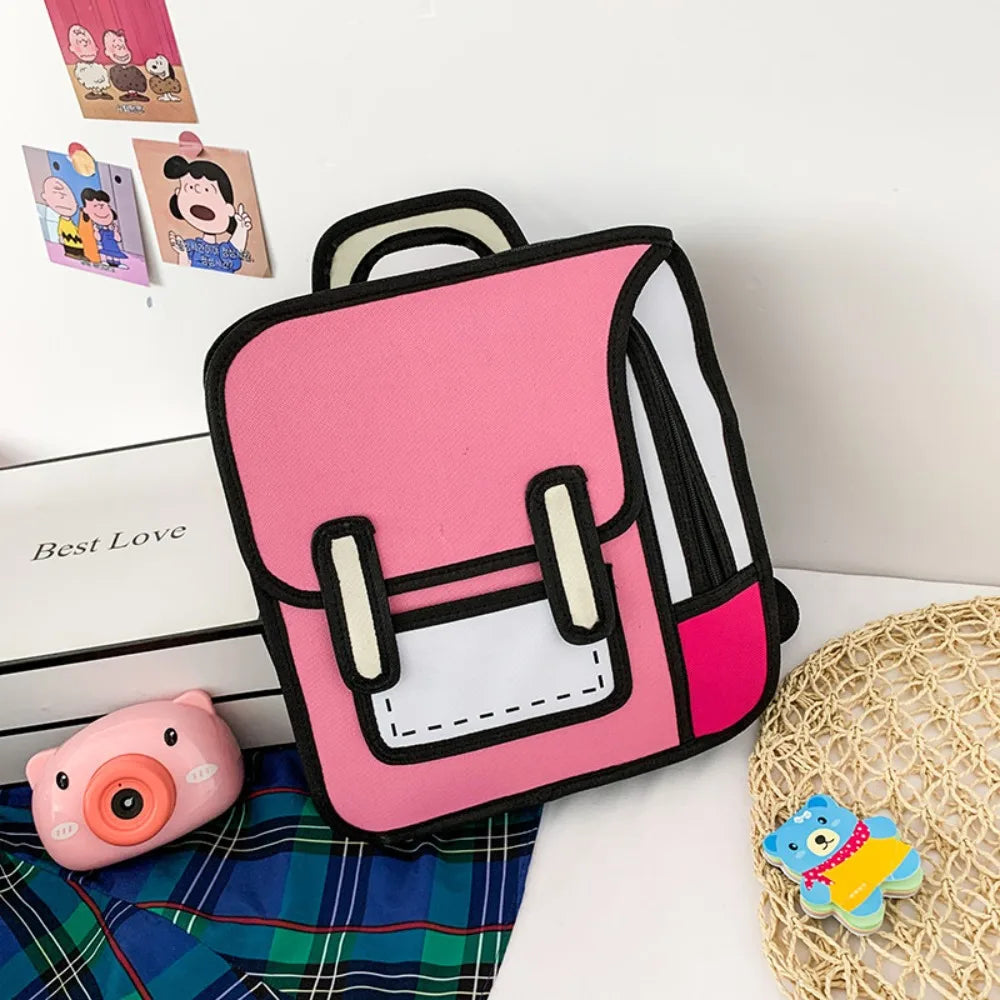Trendy 2D Comic Print Student Schoolbag | Adjustable Large Capacity Backpack