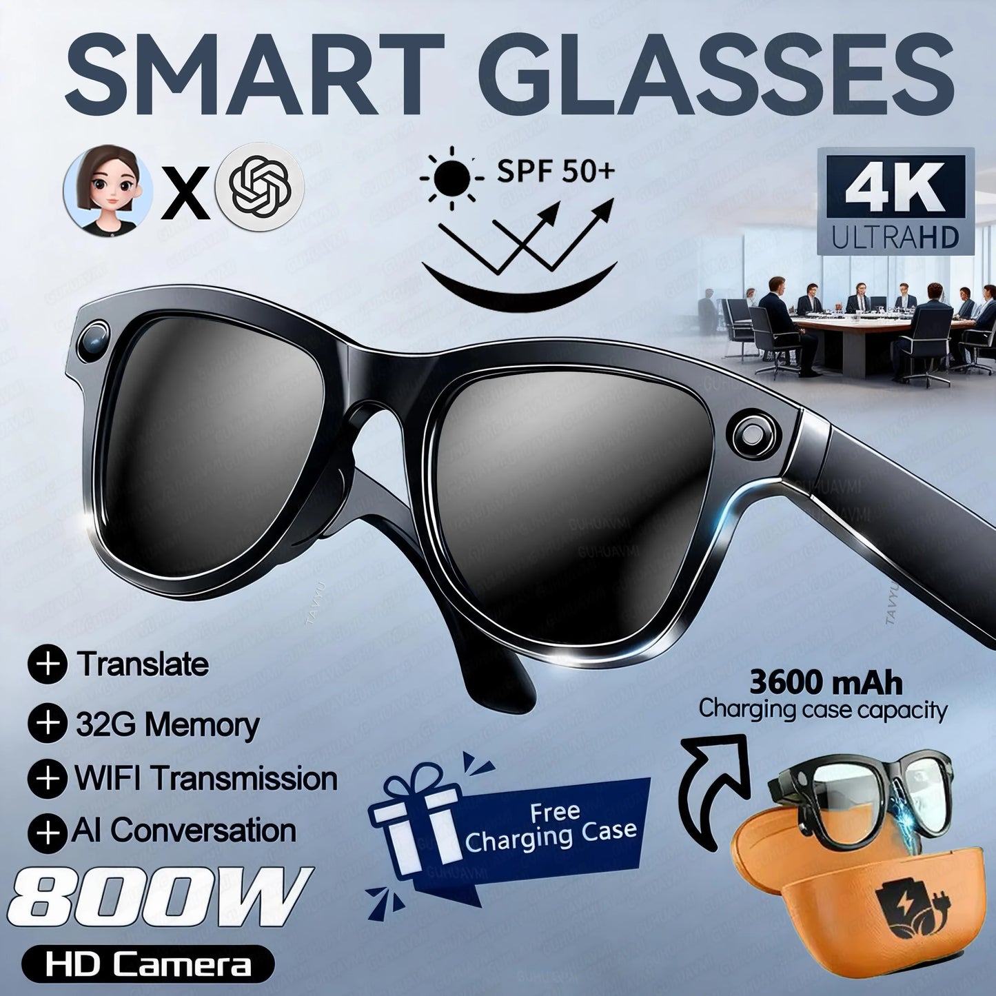 Large Capacity Smart Glasses with Translation & Recording Features