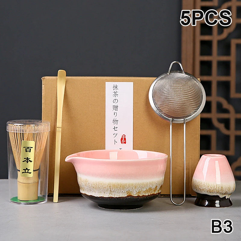 Juego completo de té Matcha con batidor de bambú y accesorios