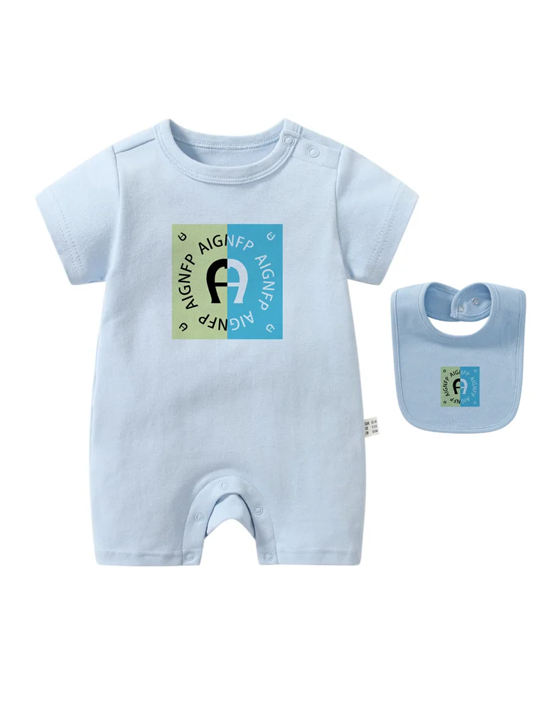 Colorful Newborn Baby Boys Rompers & Bib Scarf Set | Summer Style