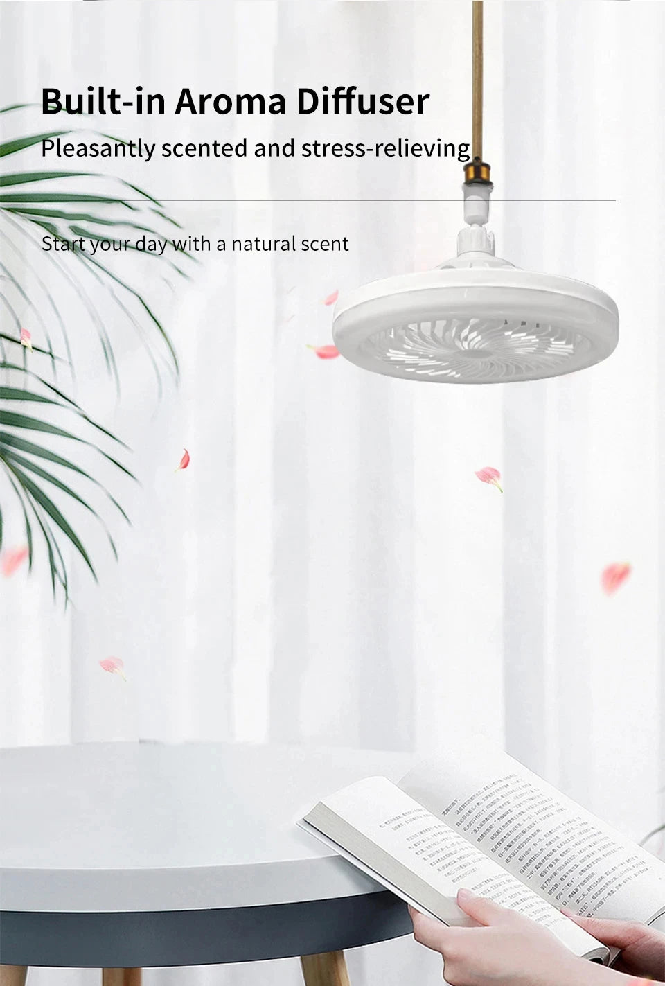 2 In 1 Adjustable Ceiling Fan Lamp | Modern Dimmable Light