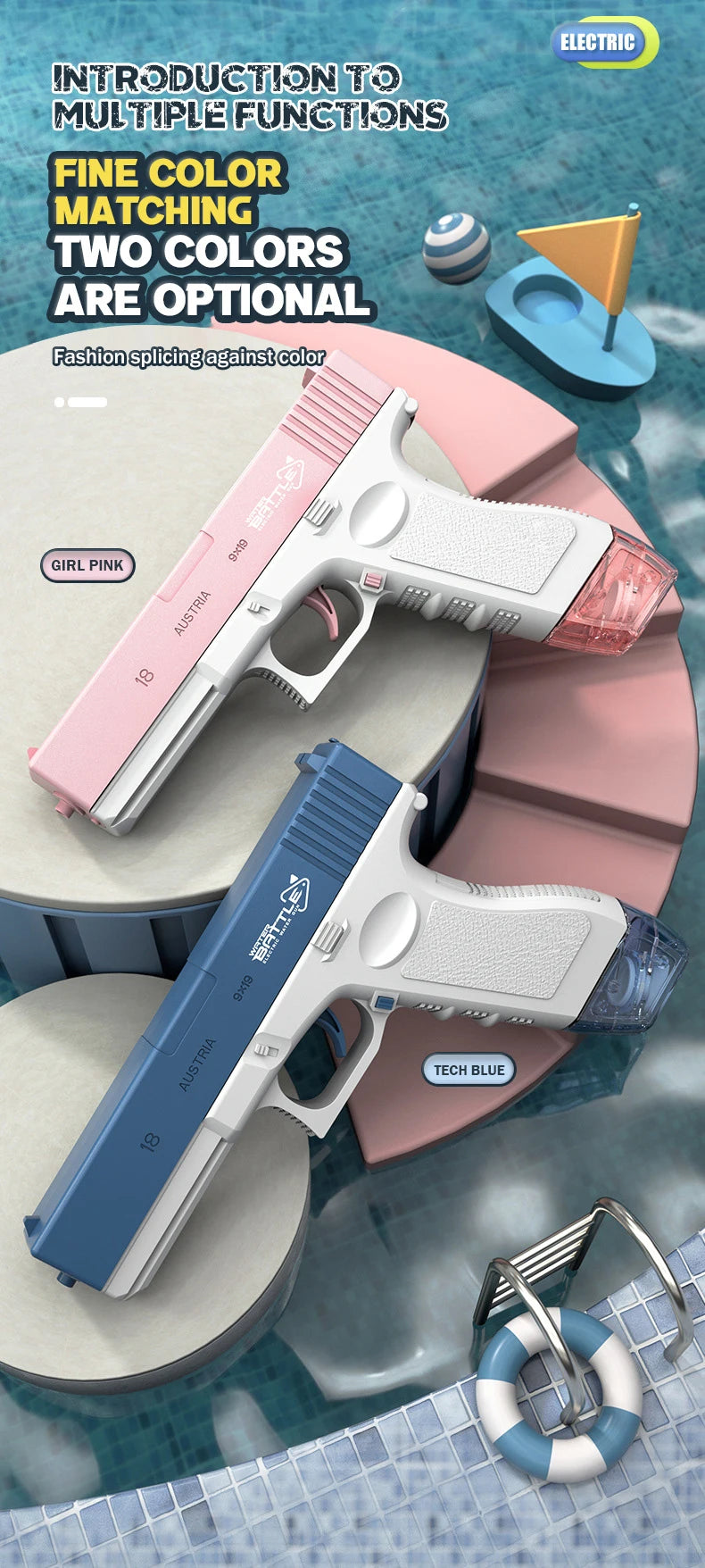 Electric Water Gun Pistol | Long Range Fun for Kids