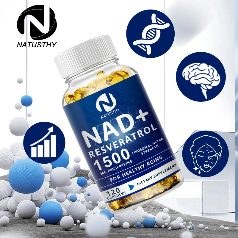 1500MG NAD+ Supplement with Trans-Resveratrol for Energy & Health