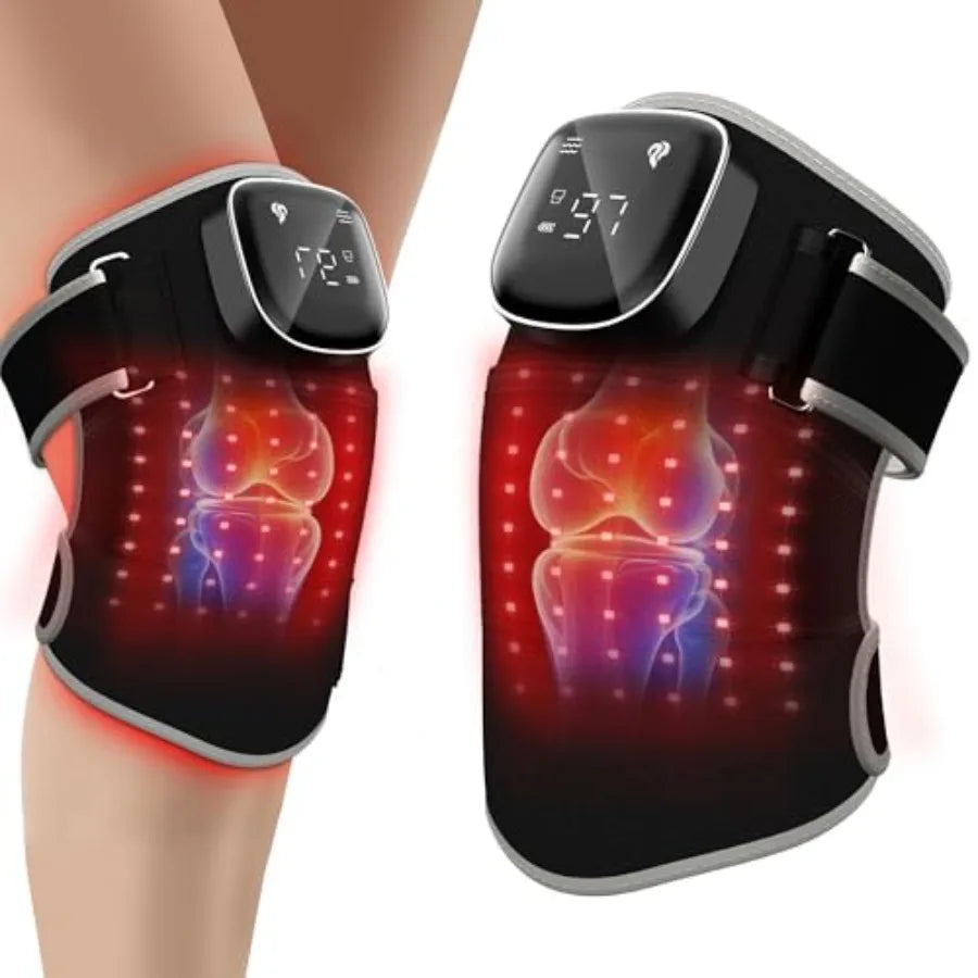 Cordless Red Light Therapy Knee Massager | Heated & Vibrating Relief