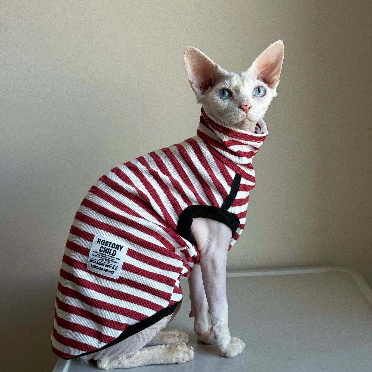 Cute Sleeveless Striped T-Shirt for Sphinx Cats | Autumn Fashion
