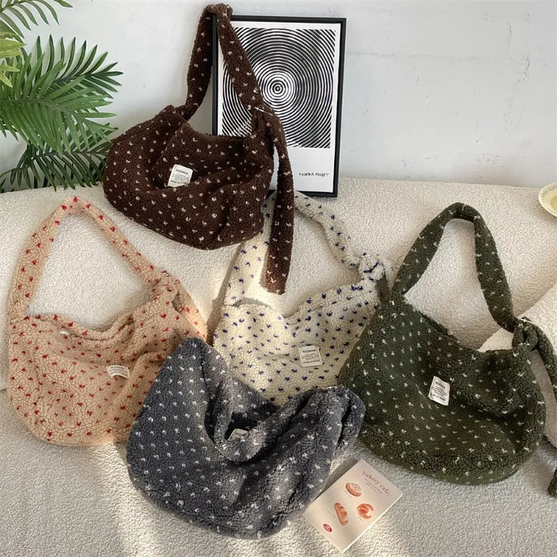 Cozy Plush Love Crossbody Bag | Stylish Large Capacity Handbag