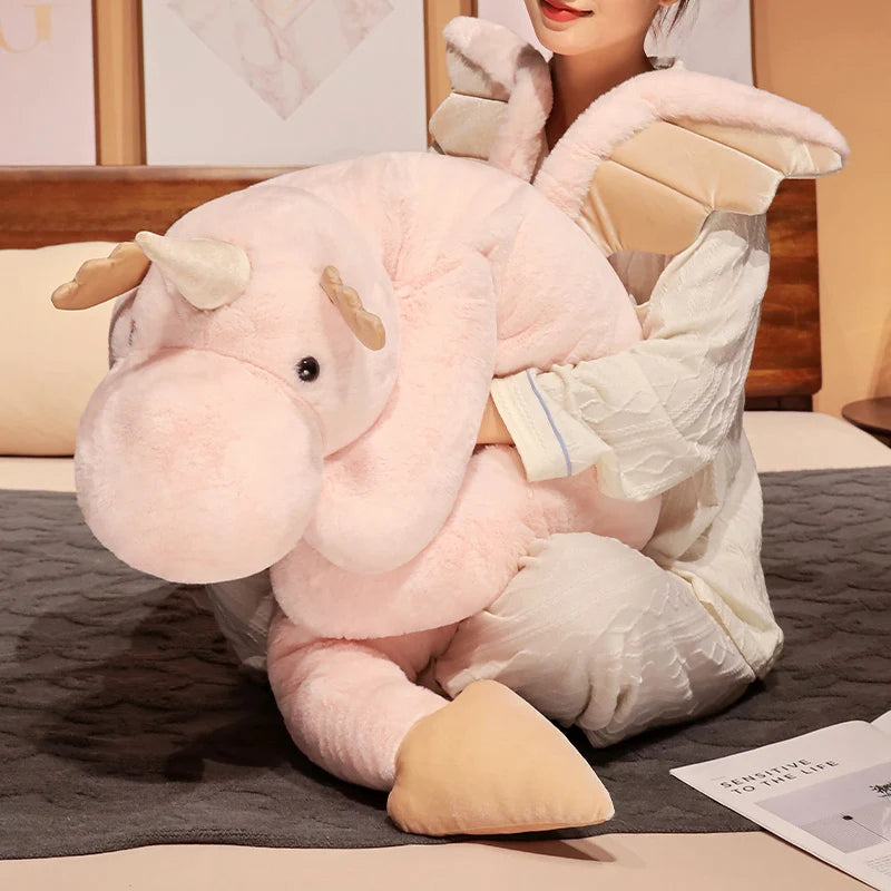 Giant White Dragon Plush Toy | Magical Hug Pillow With Wings