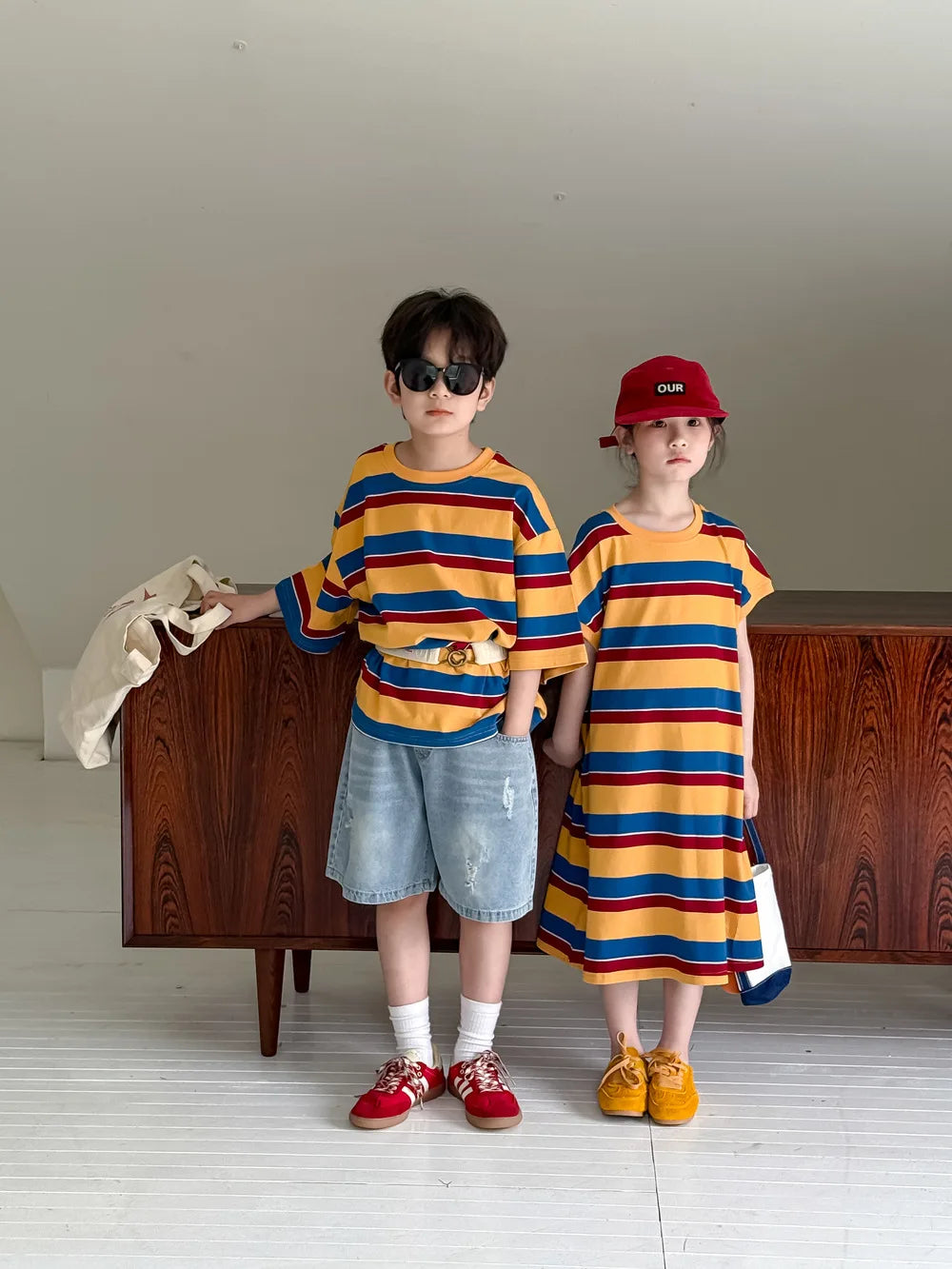 Children's Wide Striped Short-Sleeve T-Shirt for Summer Fun