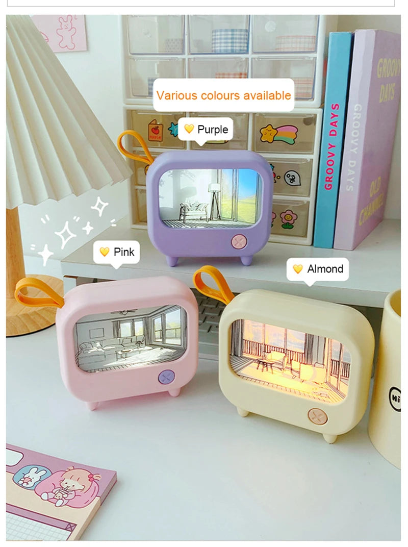Cute TV Painting Night Light | Rechargeable LED Table Lamp for Kids