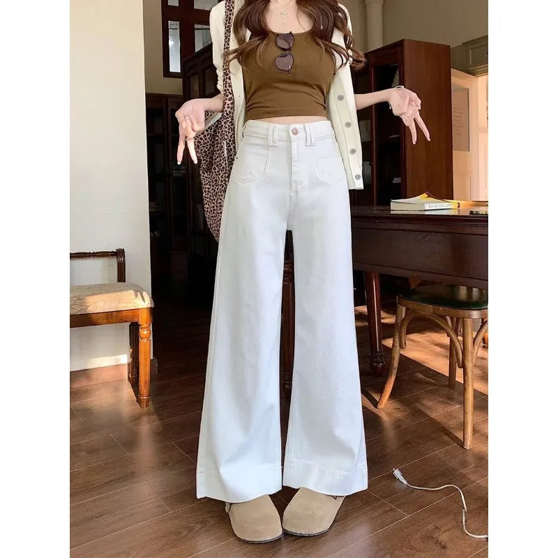 Women's High Waist Wide Leg Jeans | Comfortable Vintage Denim Pants