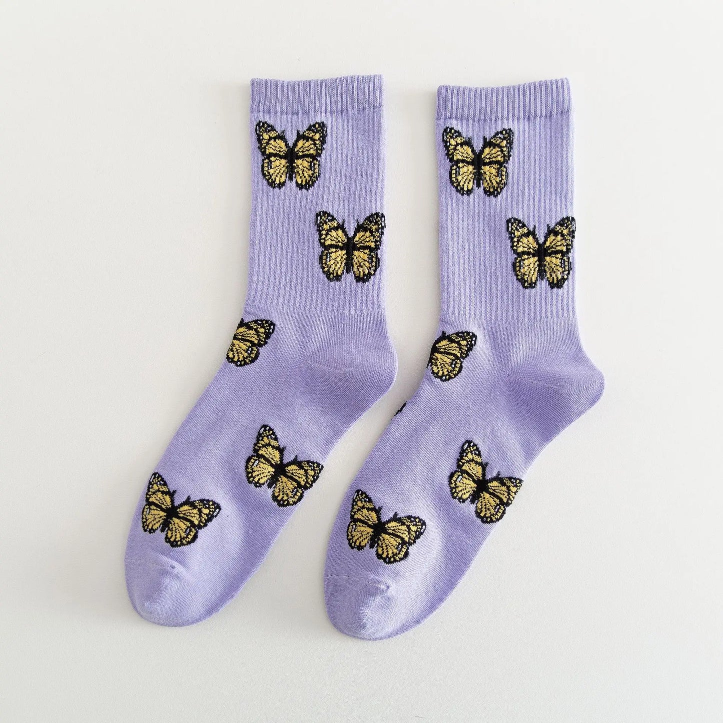 Stylish Butterfly Crew Socks for Women | Kawaii Streetwear Fashion