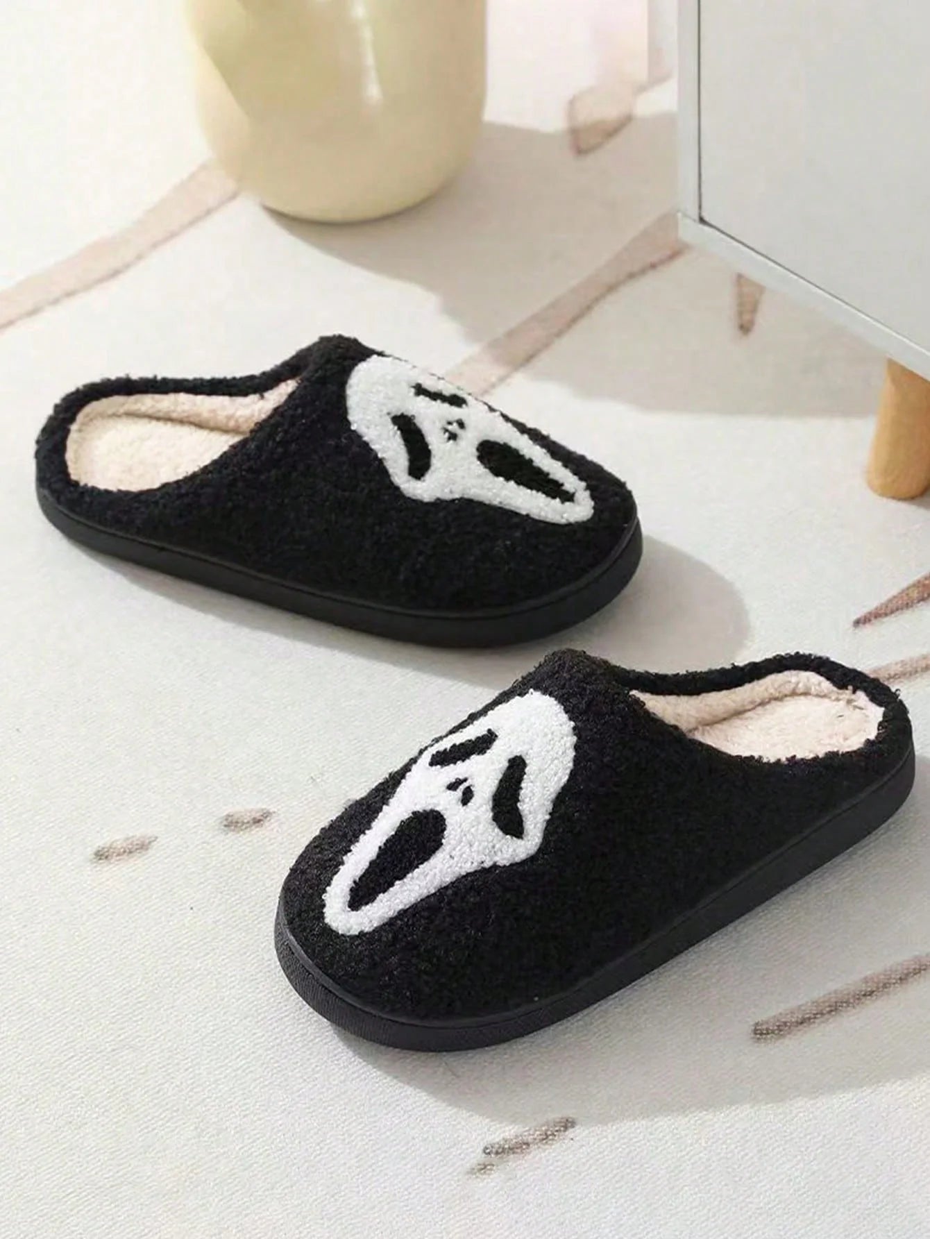 Halloween Skeleton Cartoon Winter Slippers | Cozy Indoor Shoes