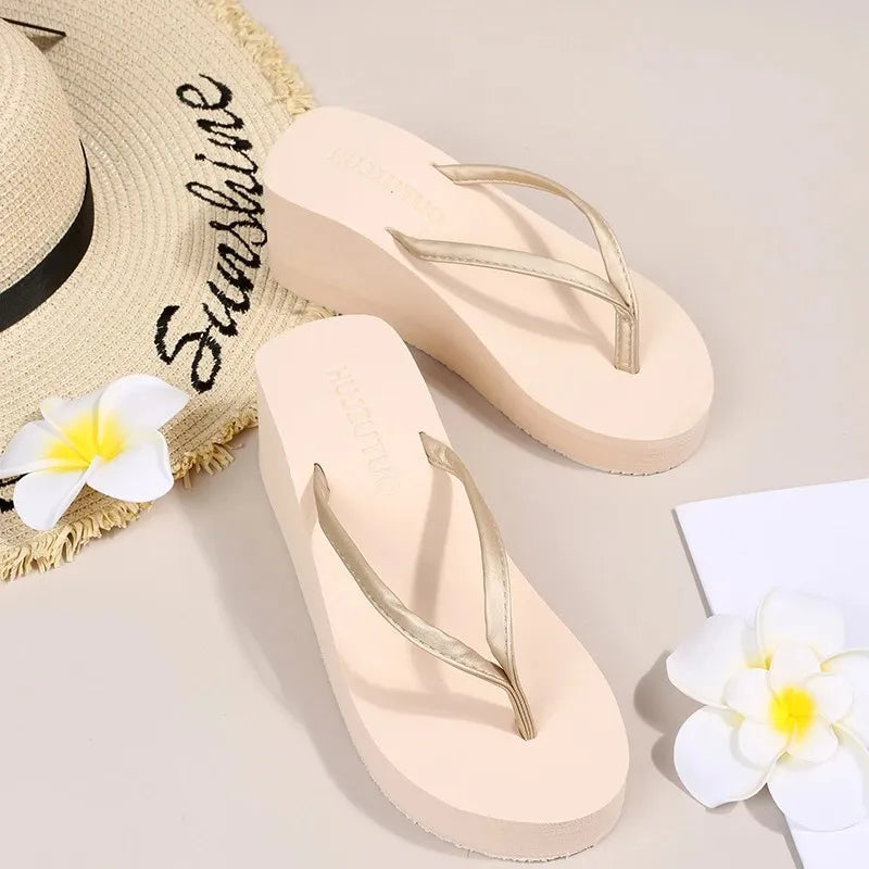 Chanclas de cuña con plataforma gruesa para mujer | Sandalias de verano con estilo