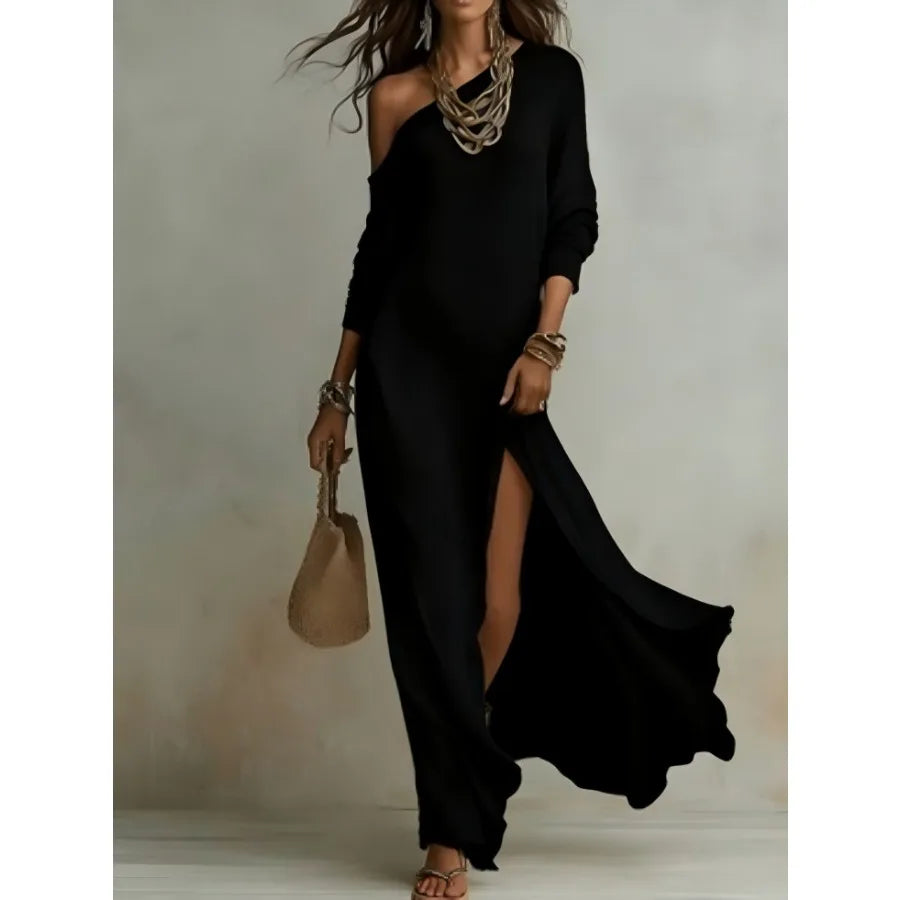 Elegant Long-Sleeved Knitted Dress | Summer Style for Women