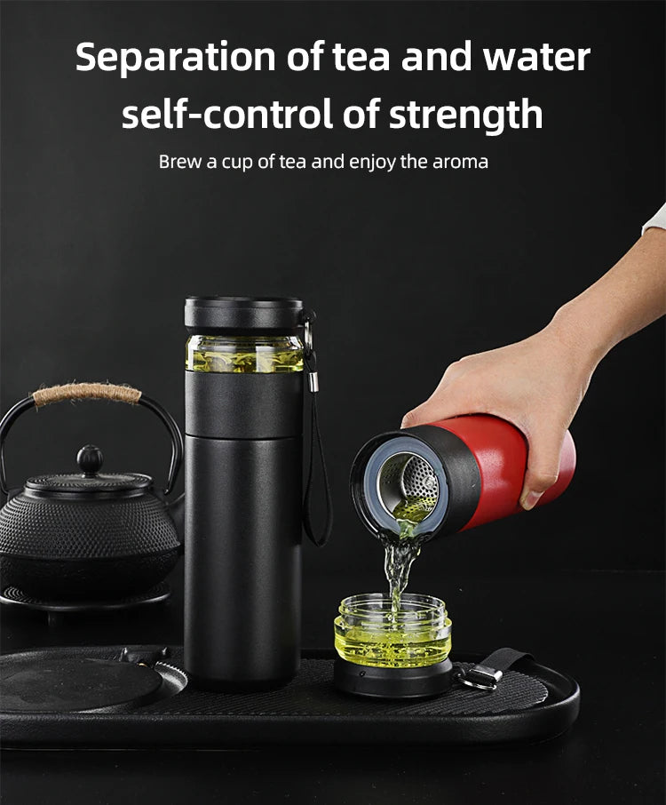 Stainless Steel Tea Infuser Vacuum Flask | Insulated Travel Mug