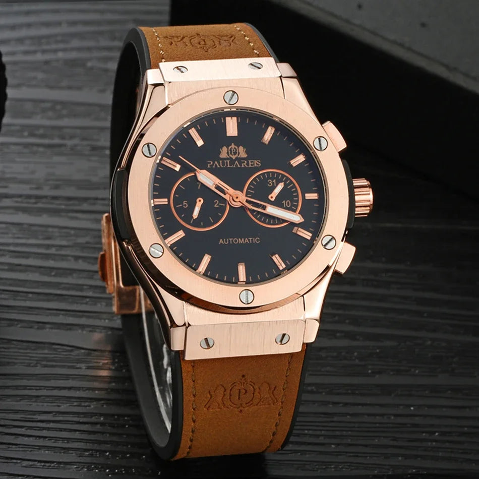 Stylish 45mm Automatic Mechanical Men's Watch | Casual Sports Timepiece