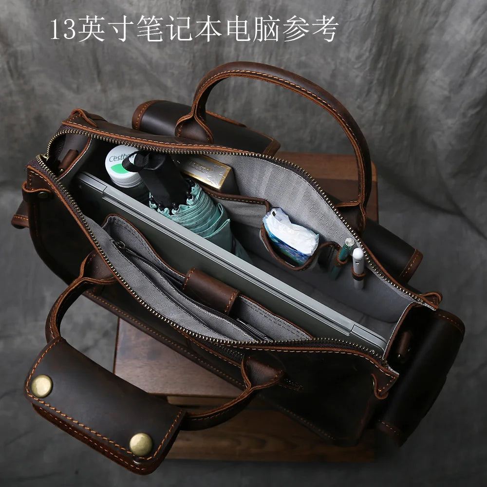 Genuine Leather Retro Men's Handbag | Large Capacity Crossbody Bag