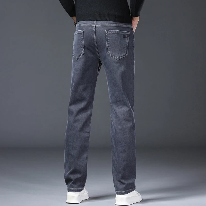 Men's Gray Jeans | Classic Straight Fit Casual Denim Trousers