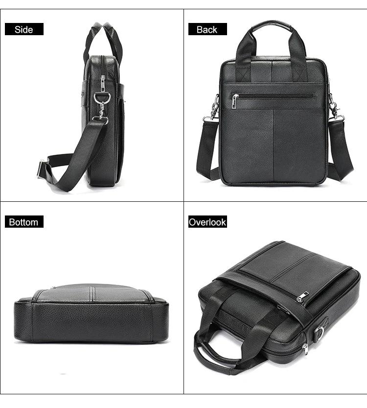 Bolso bandolera de cuero genuino para hombre | Elegante maletín para portátil