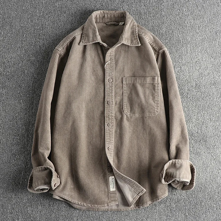Men's Solid Color Corduroy Shirt | Vintage Casual Fashion