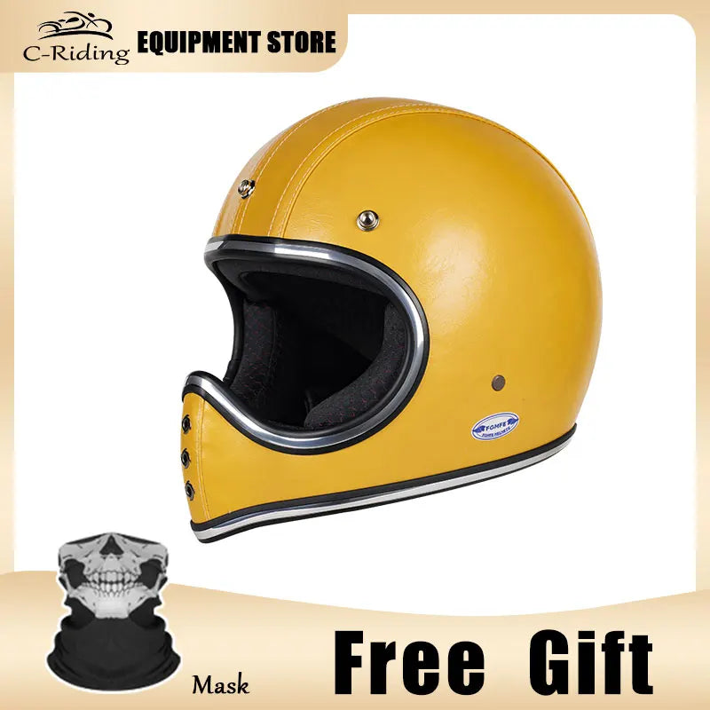 Yellow Vintage Full Face Helmet with Photochromic Goggles | Safety & Style