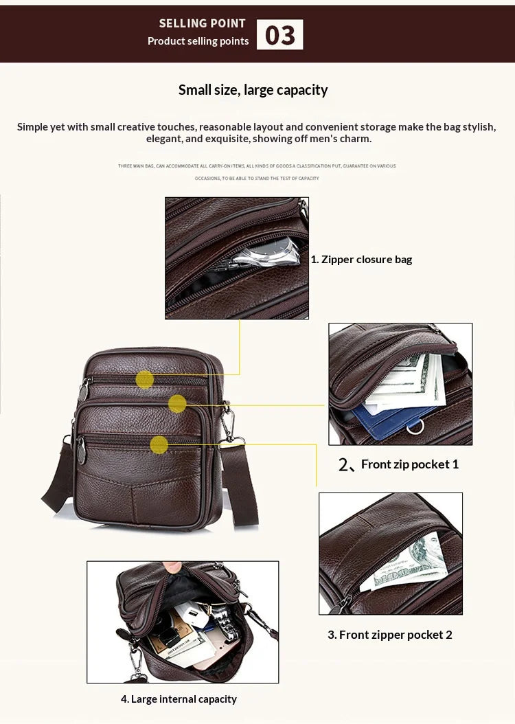 Stylish Vertical Genuine Leather Crossbody Bag for Casual Use