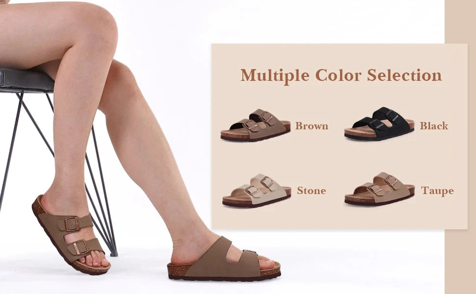 Women's Suede Sandals | Adjustable Buckle Cork Platform Footwear