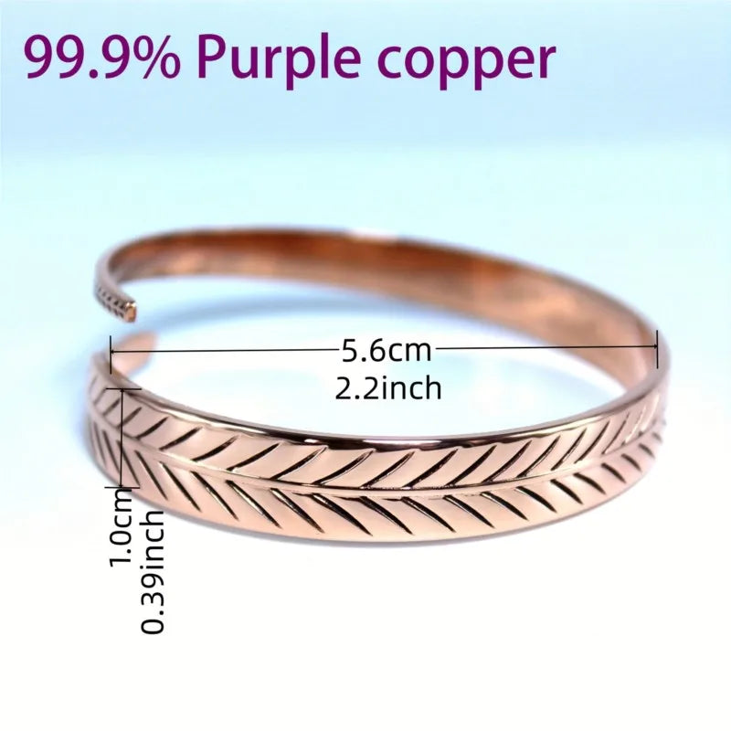 Vintage Pure Copper Feather Wing Cuff Bangle | Fashion Punk Jewelry