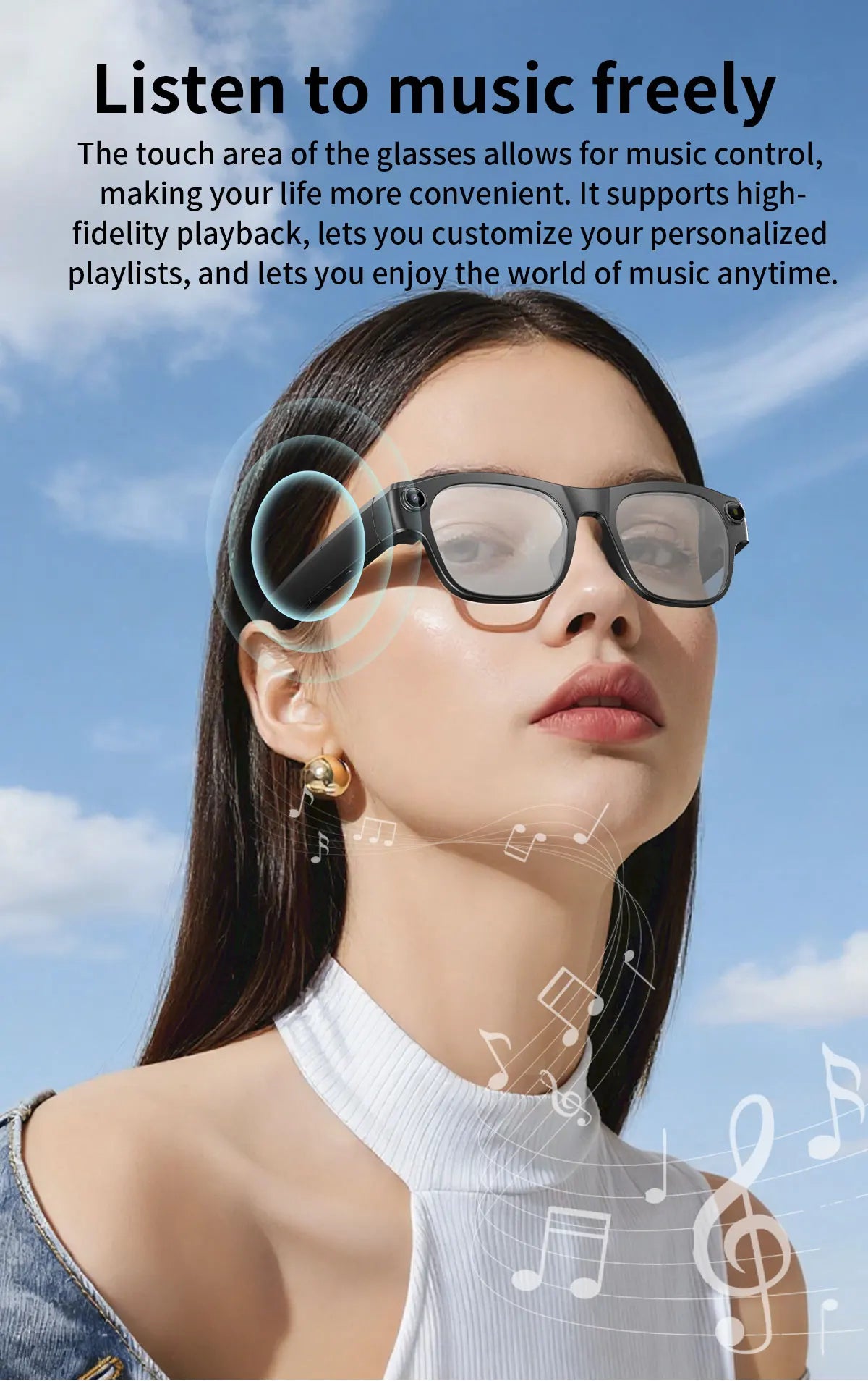 AI Smart Glasses with 8MP Camera & Multi-Language Translation
