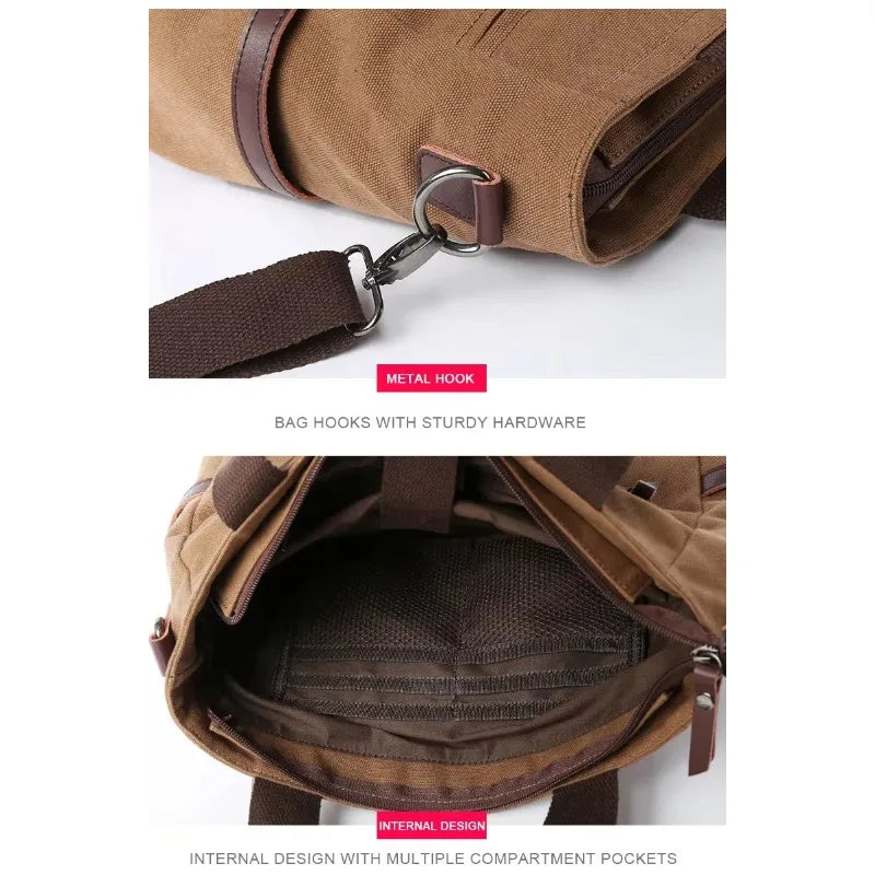 Men's Vintage Canvas Shoulder Bag | Large Capacity Briefcase