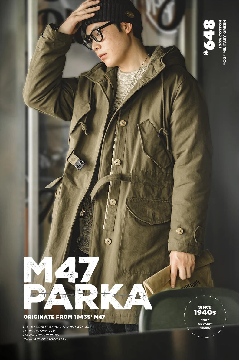 Men's Heavyweight Hooded Parka | Warm Cotton Winter Coat