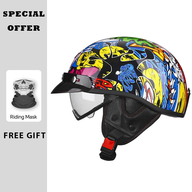 Vintage Half Face Motorcycle Helmet | Lightweight & Safe 2026