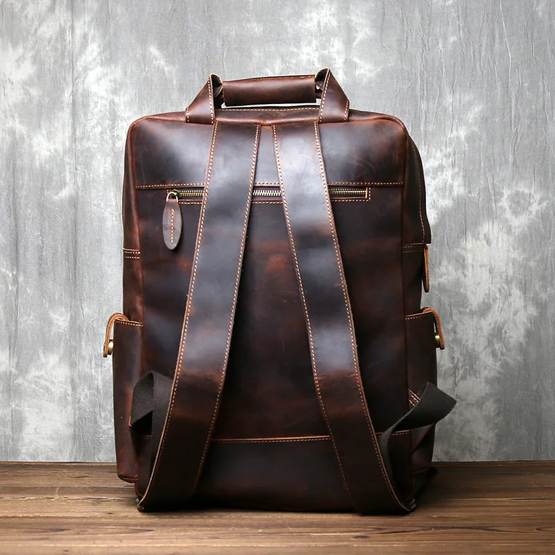 Men's Retro Genuine Leather Backpack | Spacious Multi Pocket Design