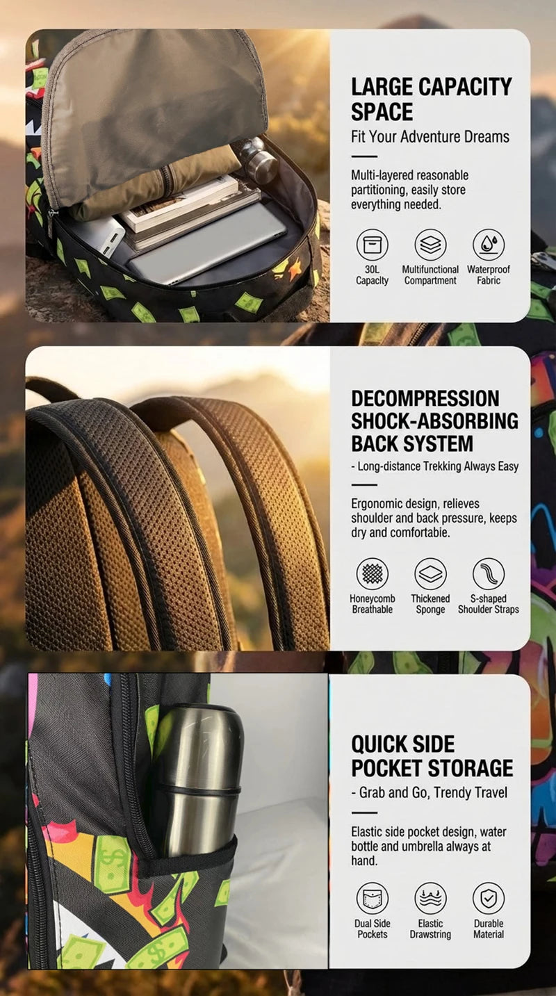 Trendy Large-Capacity Backpack for Outdoor and Campus Use