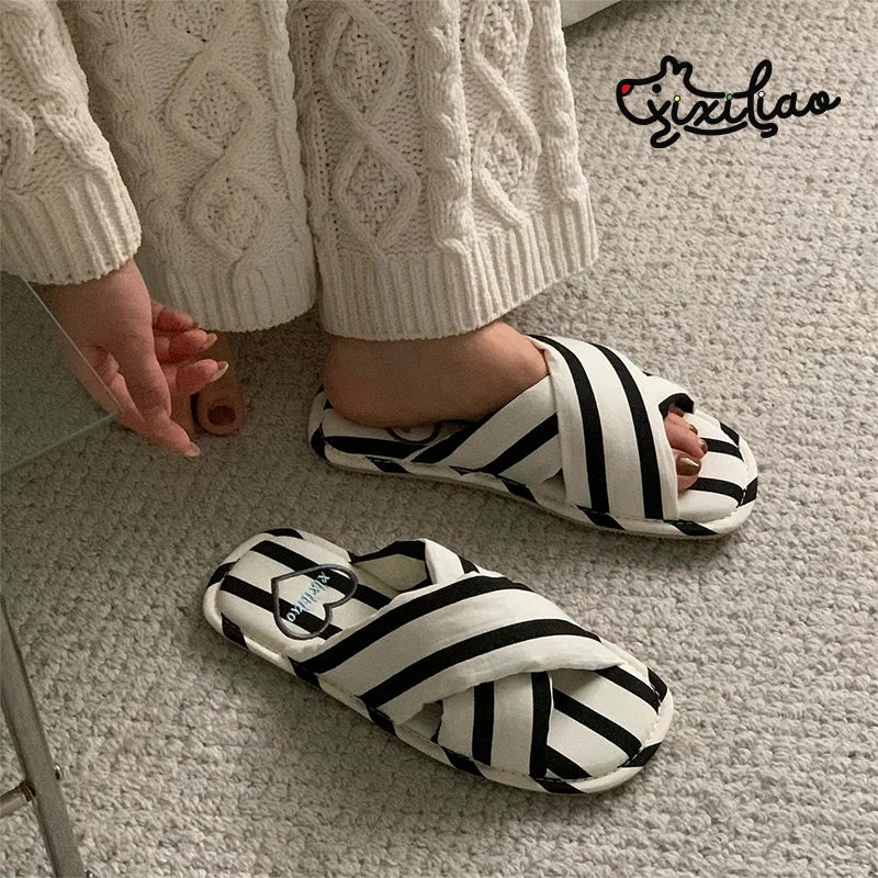 Comfortable Women's Flat Silent Slippers | All-Season Indoor Slides