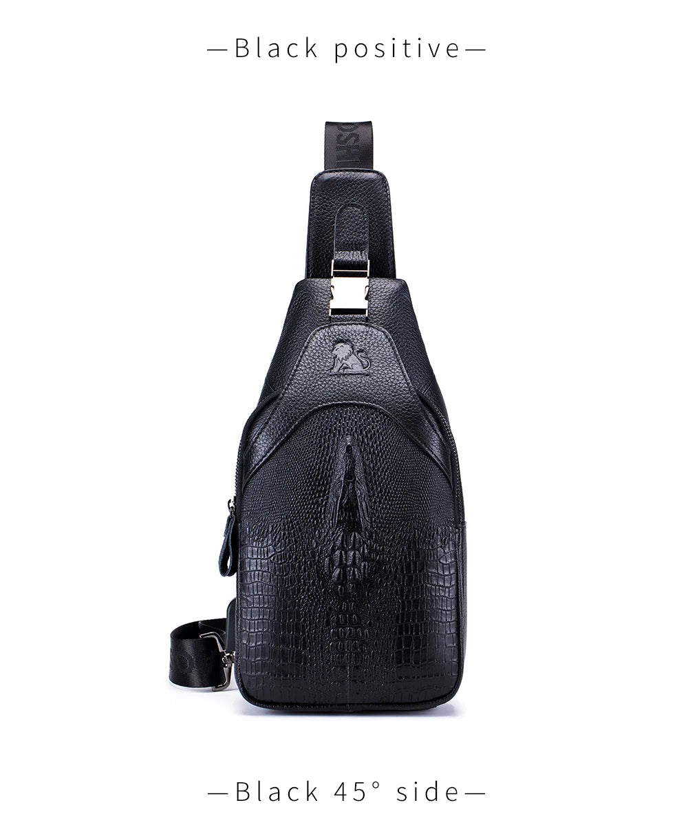 Men's Leather Crossbody Chest Bag | Multifunctional USB Bag