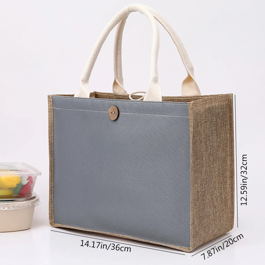 Fashionable Linen Handbag | Versatile Solid Colour Shopping Tote