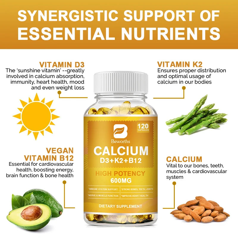 Vitamin D3 Calcium Capsules for Bone & Heart Health Support