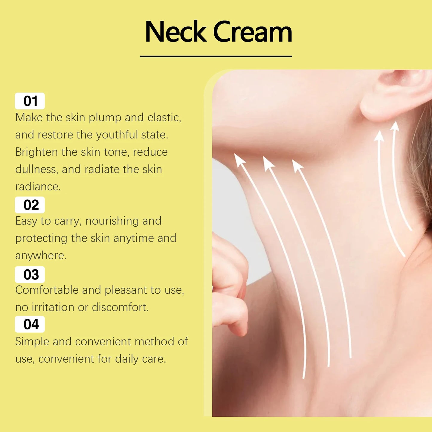 Neck Firming Cream — Moisturizing Anti-Wrinkle Neck Tightening Treatment, Lifting & Firming Skin, Improves Elasticity and Fades Neck Lines
