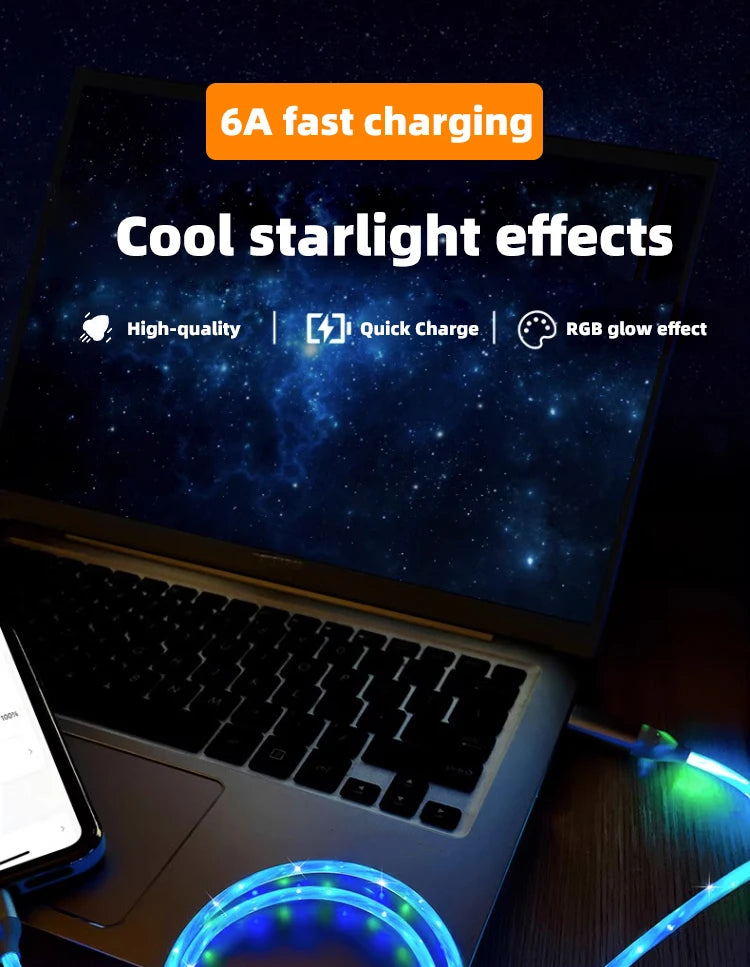 Luminous RGB LED Type C USB Cable | Fast Charger Data Cord