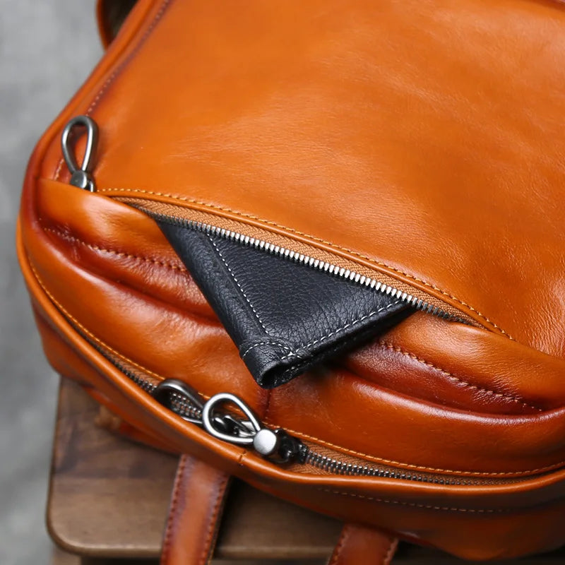 Vintage Leather Backpack for Men | Retro Casual Cowhide Design