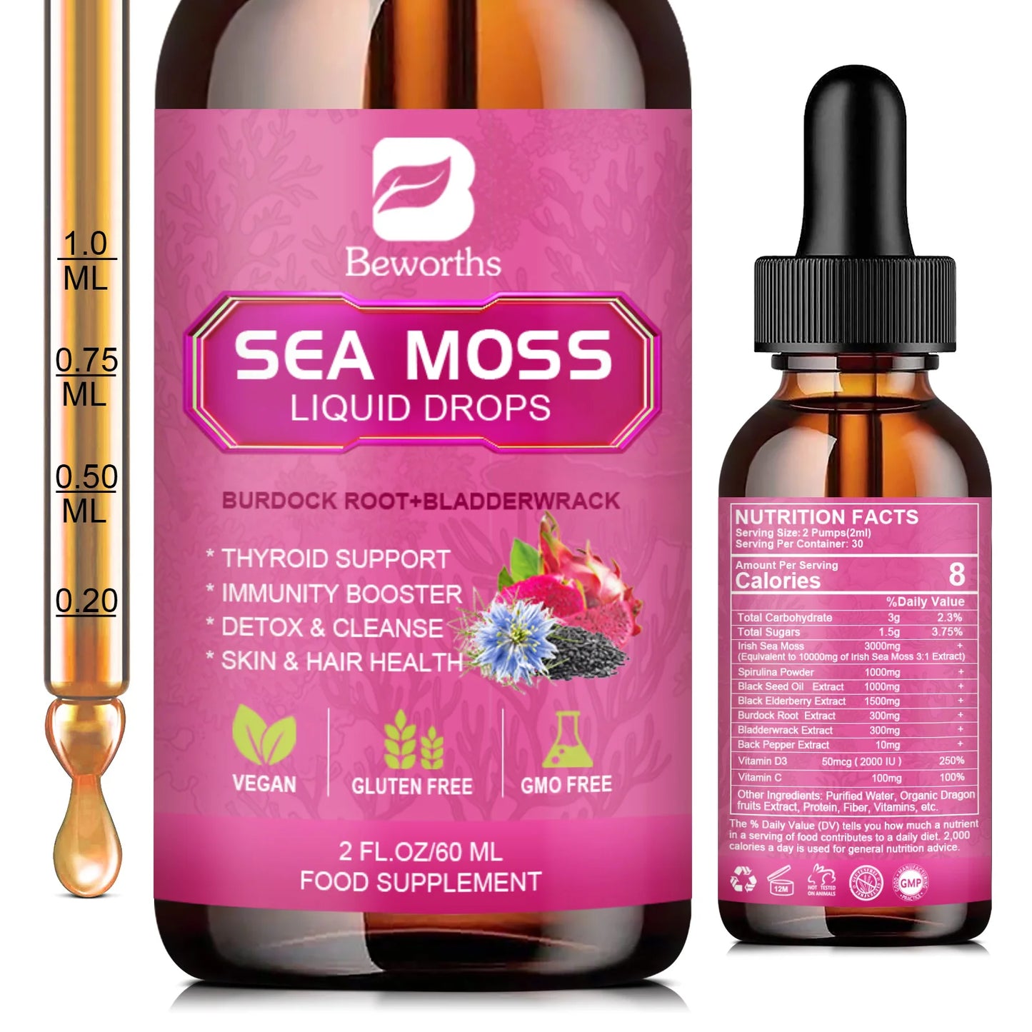 Organic Sea Moss Liquid Drops | Enhance Immunity & Vitality