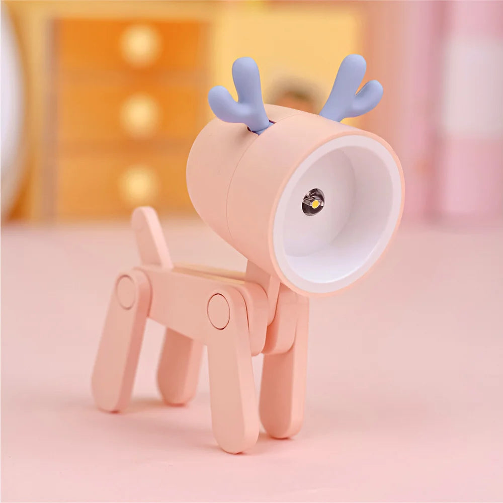 Adorable Mini Lámpara de Noche de Cachorro Manchado | Bonito Regalo de Lámpara de Escritorio