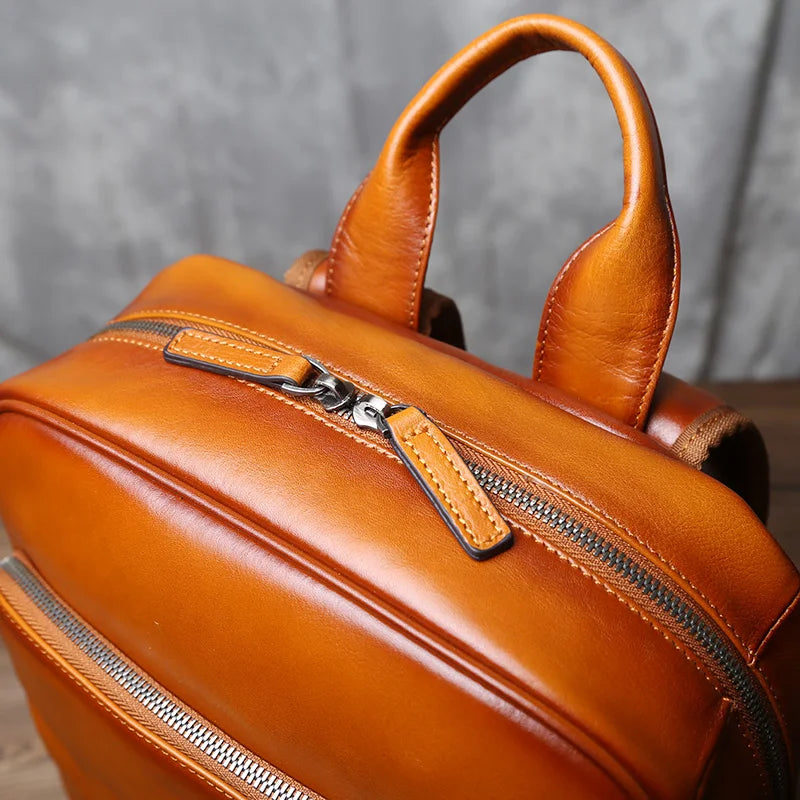 Vintage Leather Backpack | Large Capacity Casual Computer Bag