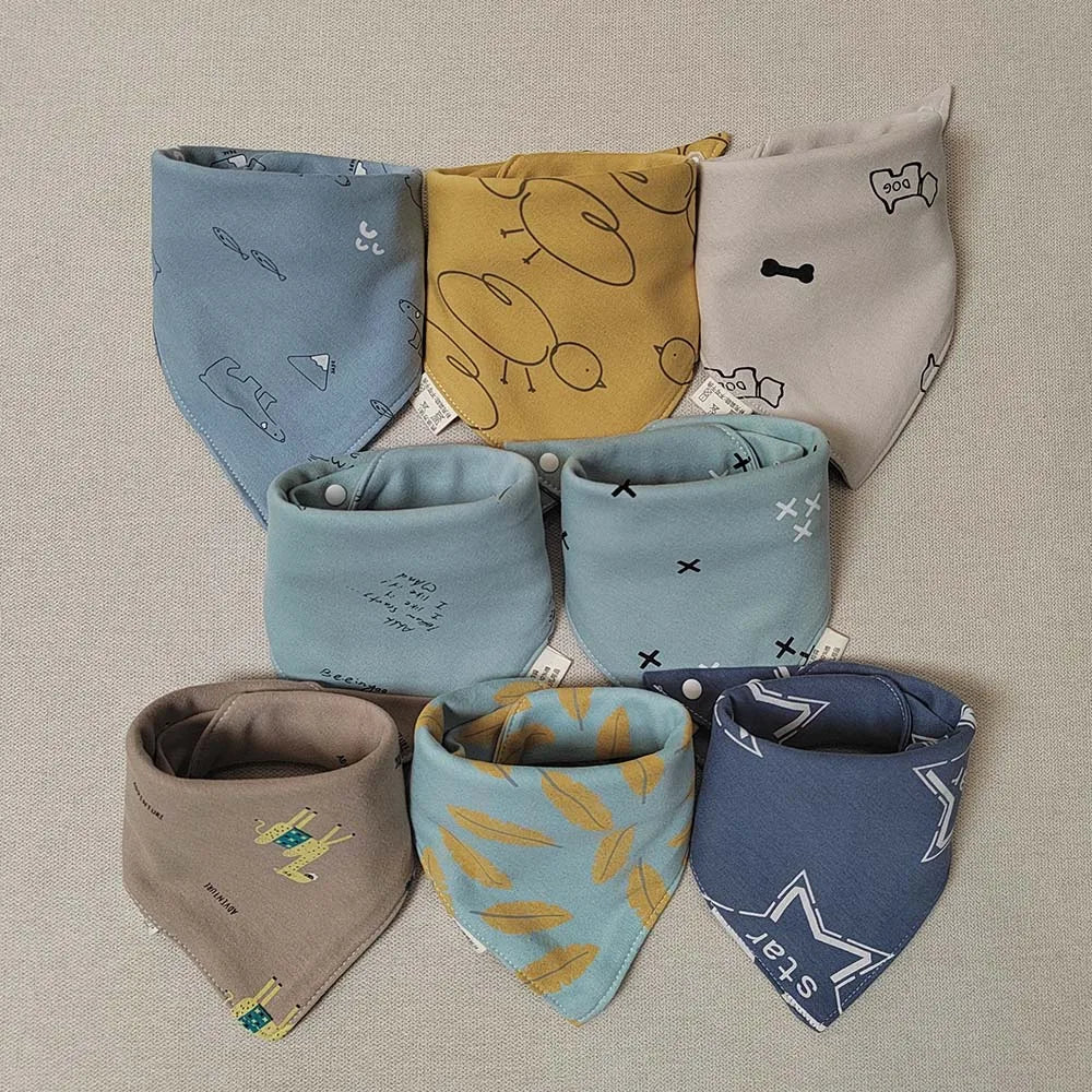 8-Pack Baby Bibs | Soft Cotton Triangle Burp Cloths for Infants